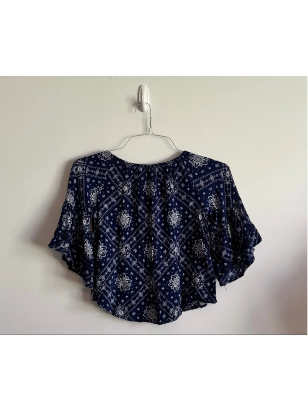 Girls Justice Blue & White Floral Blouse Size 12